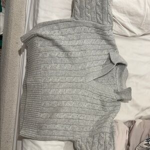 Aritzia Gray V-Neck Sweater with Ribbed Texture